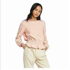 Who What Wear Smocked Waist Knit Sweatshirt M